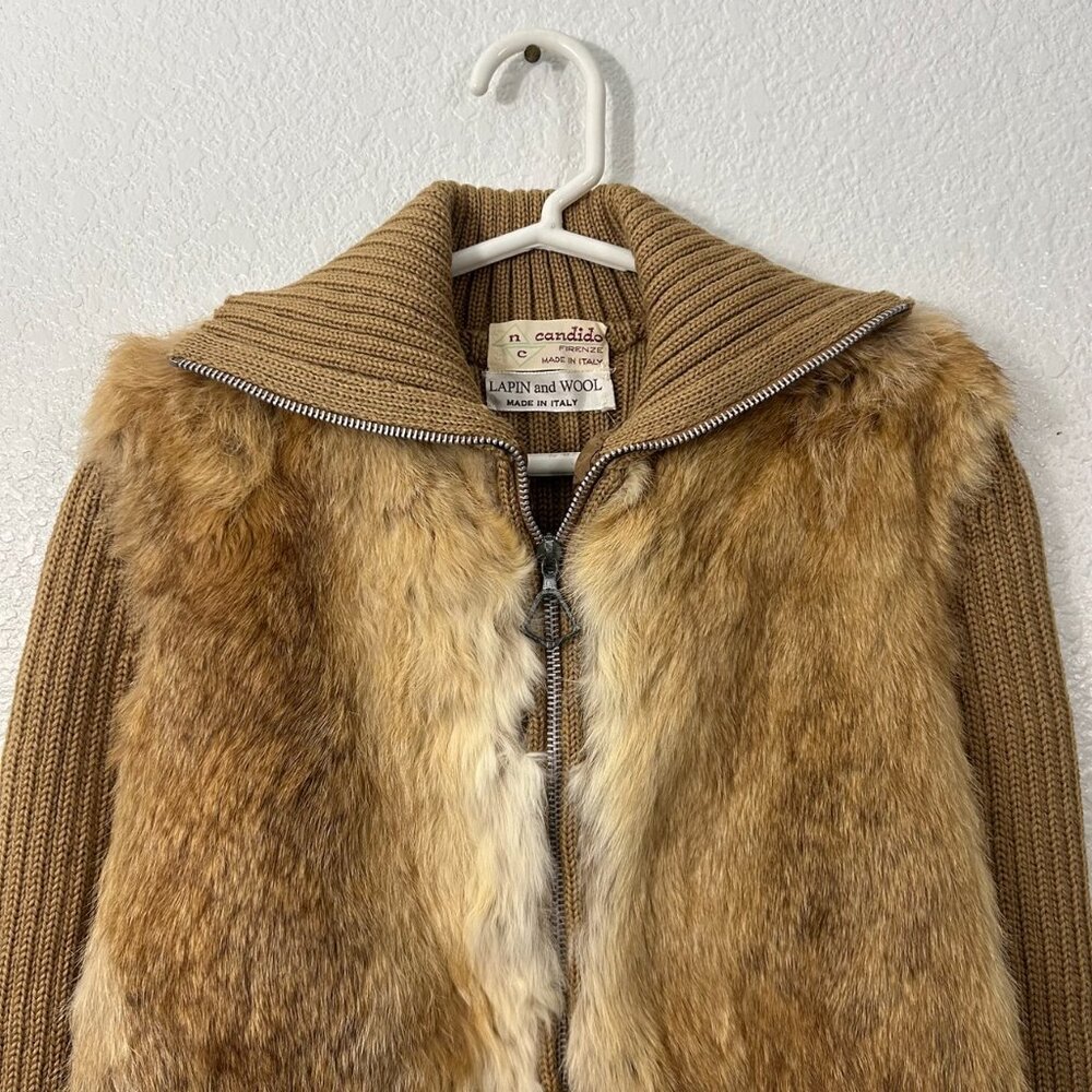 Vintage NC Candido Firenze Wool Lapin Jacket Rabbit Fur - Picture 2 of 6